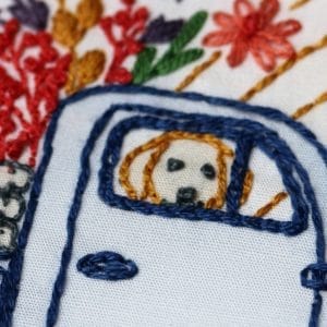 The detailed curves of the dog in Vintage Truck called for a Split Stitch.