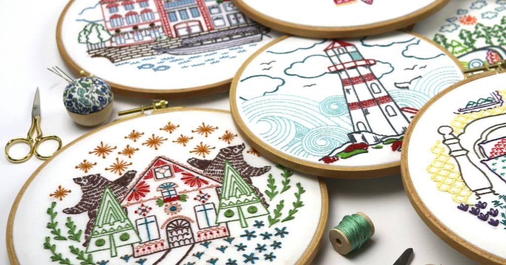 assortment of seasonal embroidery projects