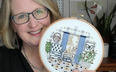 Embroidery kit design: Start with Coffee & Sit a While