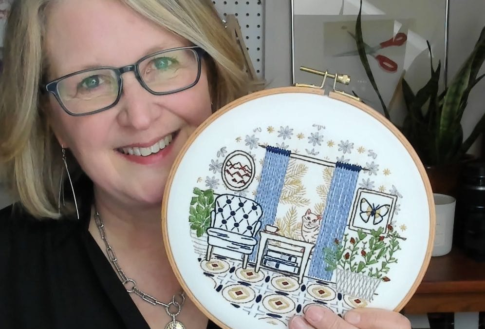 Embroidery kit design: Start with Coffee & Sit a While