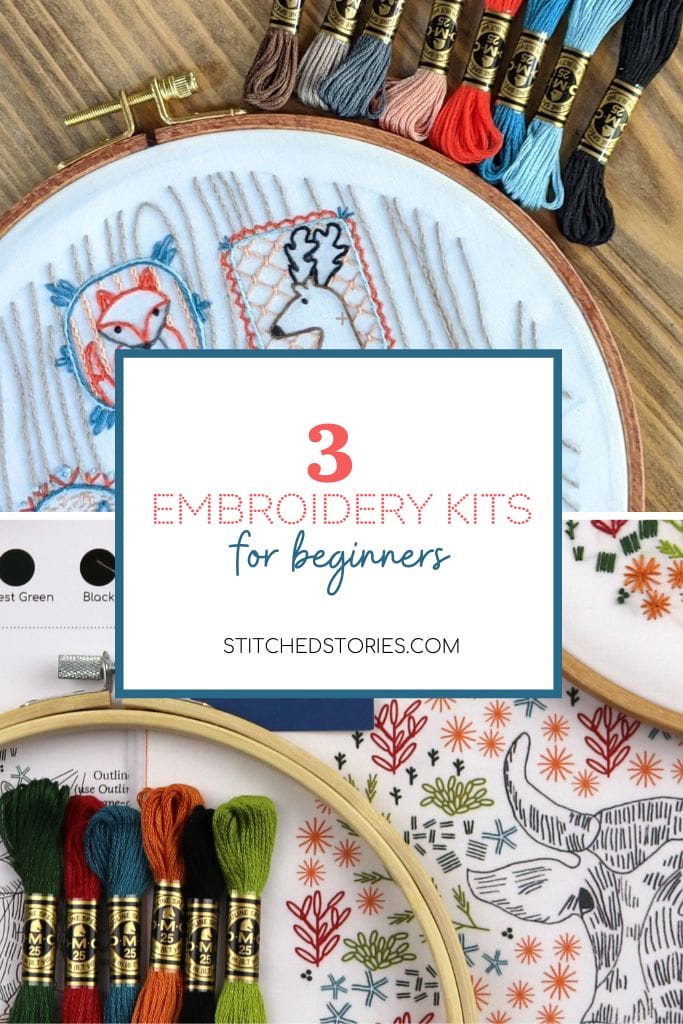 3 Embroidery Kits for Beginners Stitched Stories Embroidery Kits