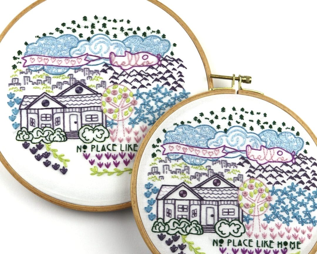 Home themed embroidery hoop-art in two sizes