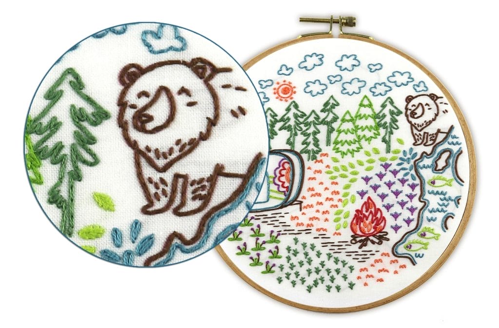 Fly stitch embroidery example in To The Woods