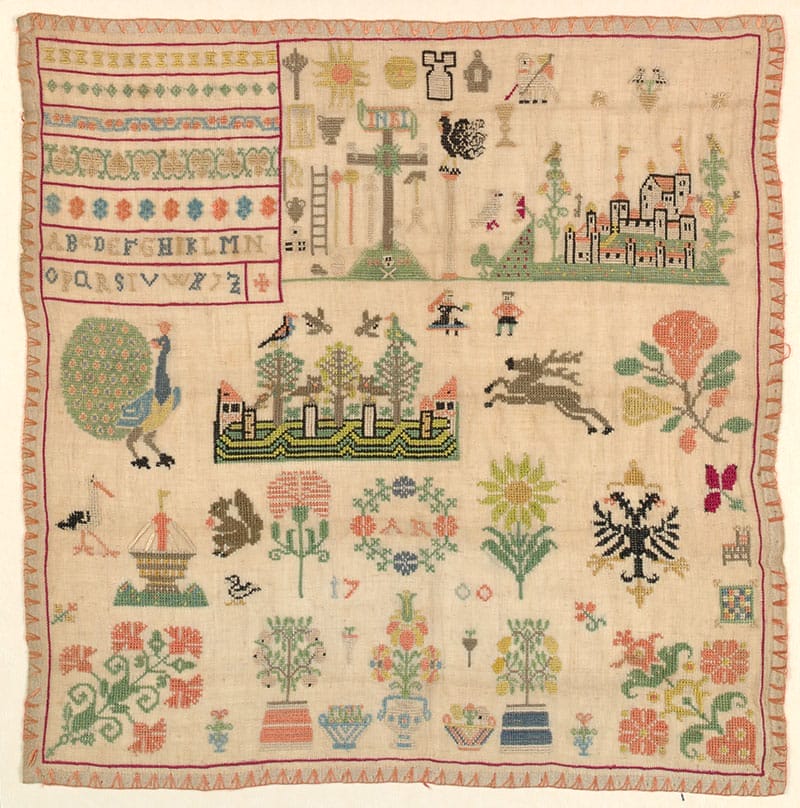 early example of embroidery stitch sampler