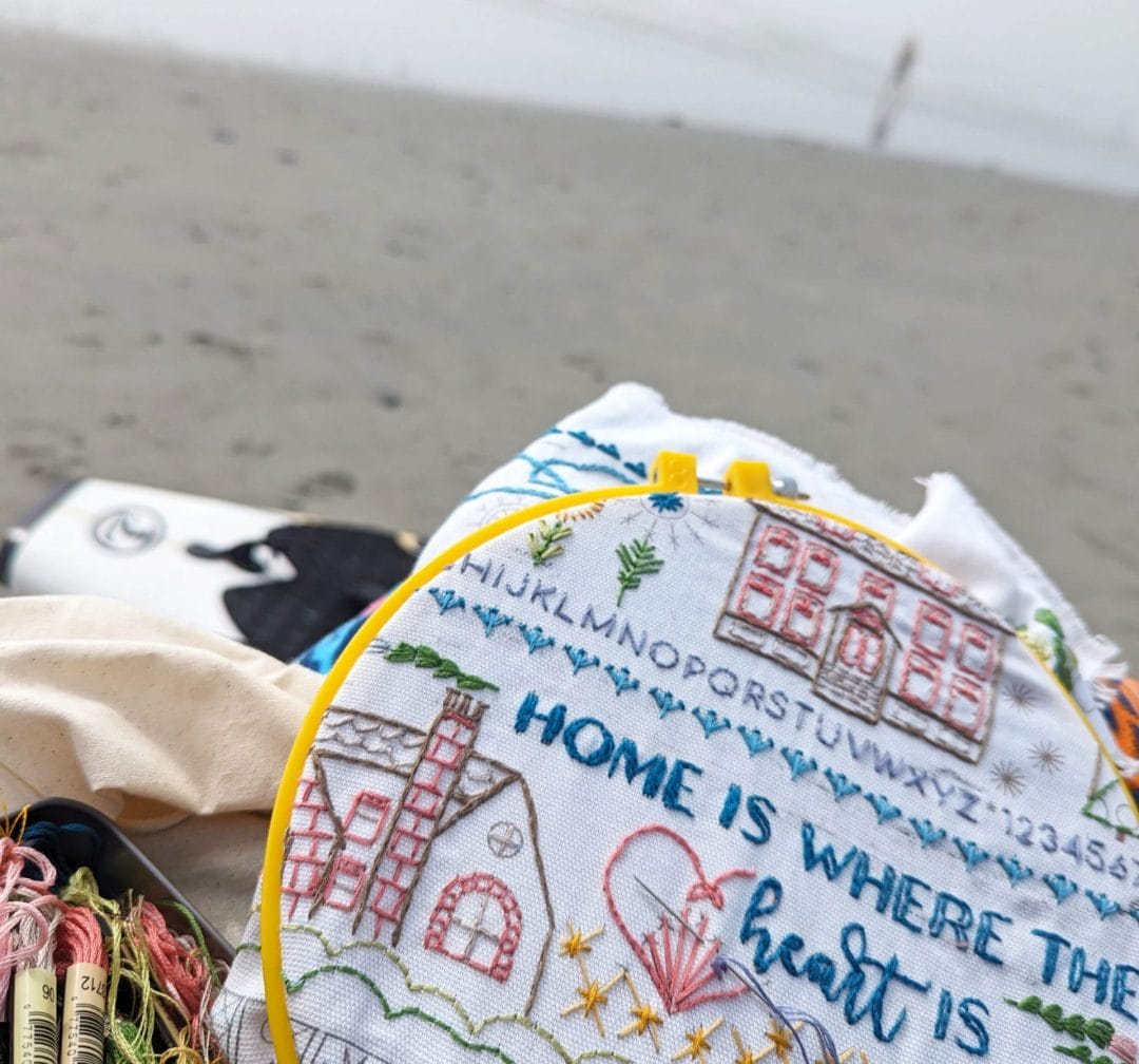 Embroidering home sampler in hoop