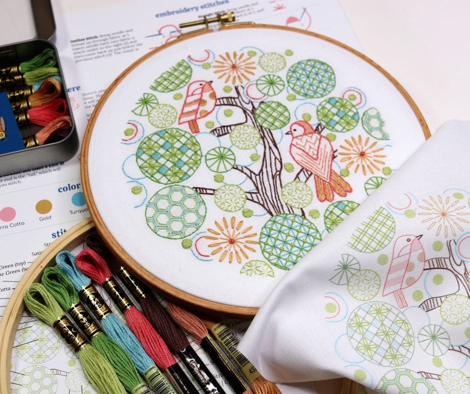 embroidery kit with tree of life motif