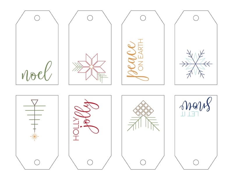 PDF printable gift tags with embroidery pattern