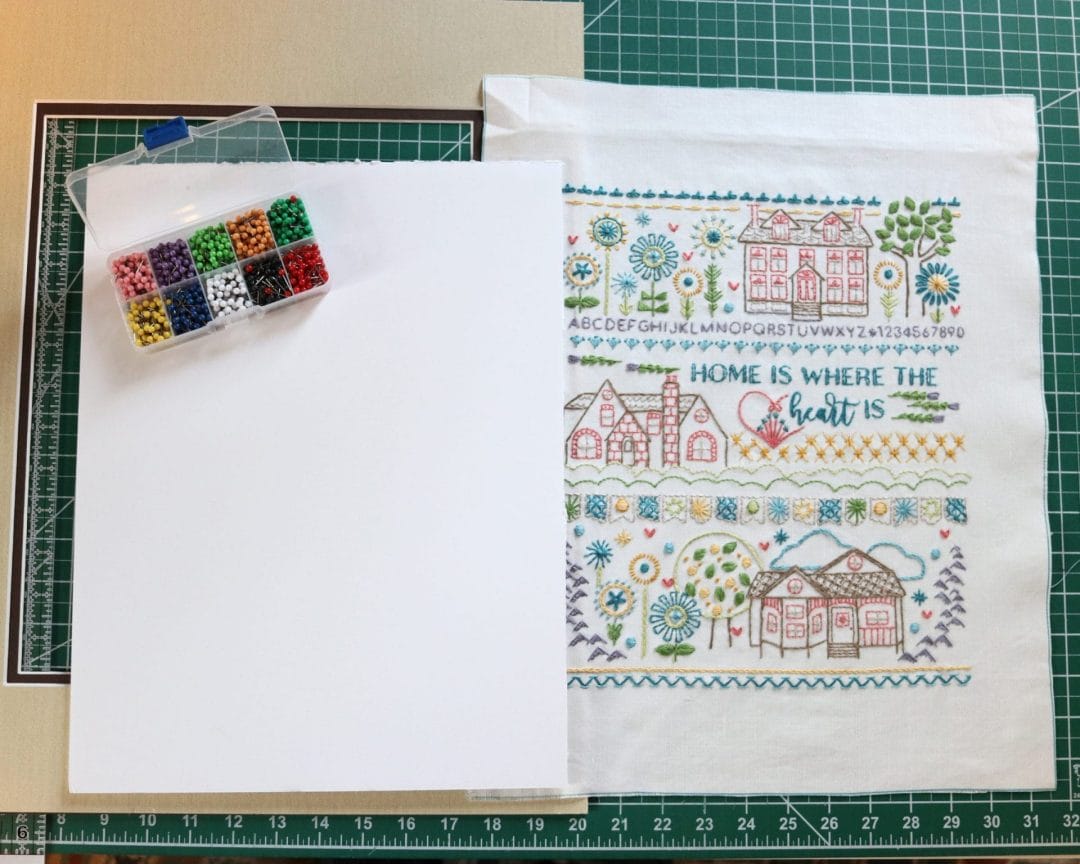 how to frame an embroidery stitch sampler yourself
