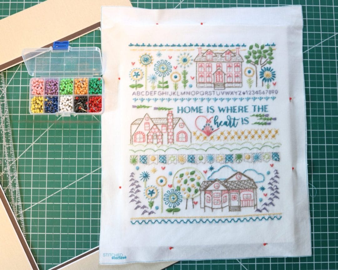 how to frame an embroidery stitch sampler yourself